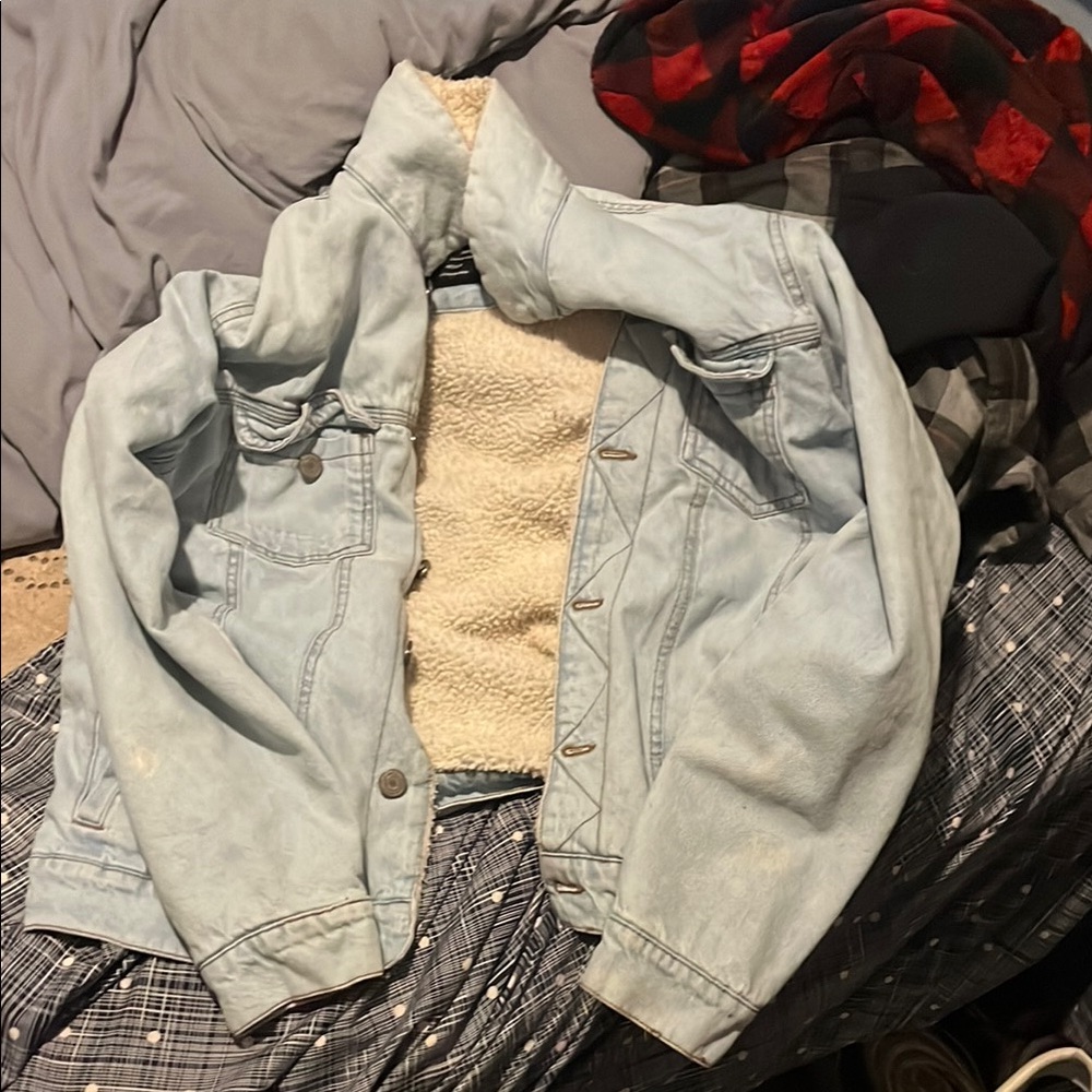 Light Blue Denim Jacket with Sherpa Lining